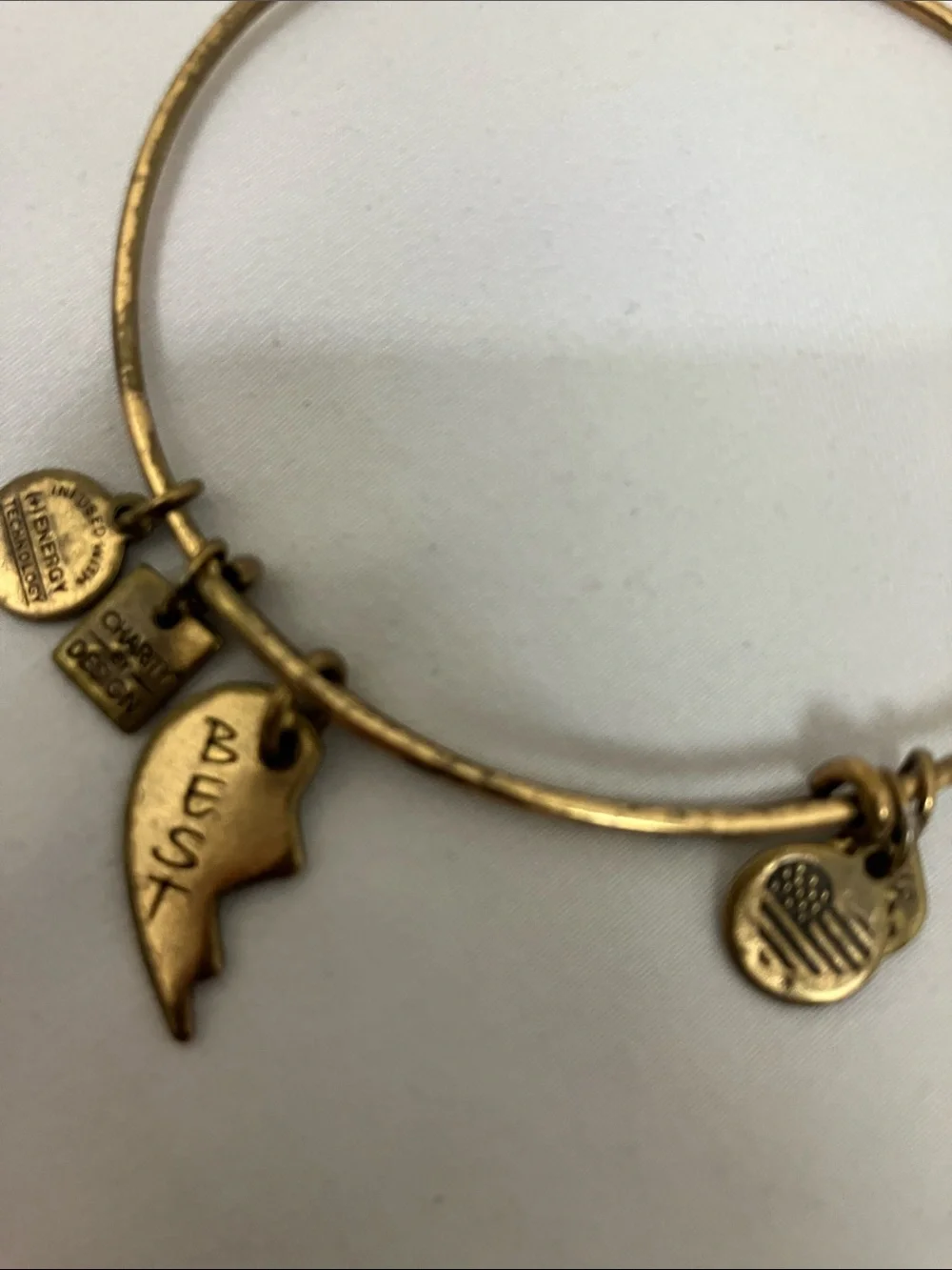 Alex and Ani Gold-tone 'Best' Heart Half Charm Bangle Bracelet